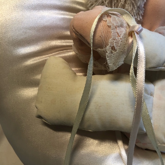 Vintage Doll Sitting Laying MOON STUFFED PLUSH Baby nursery Room Decor cream pnk - Picture 4 of 11